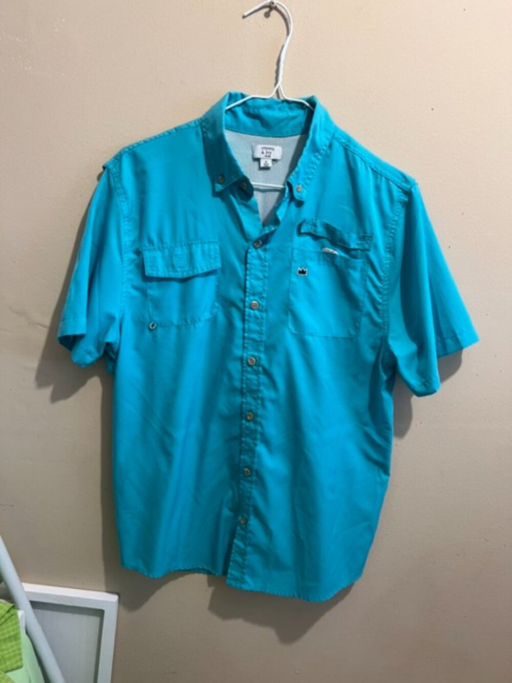 Boys fishing style shirt, turquoise blue
